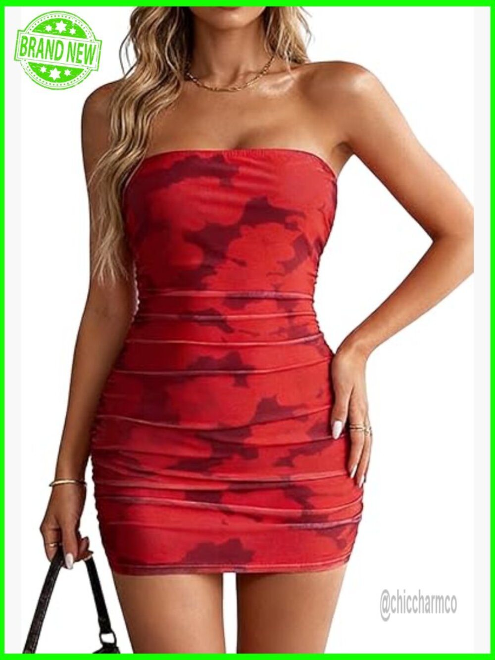 Bodycon Mini Dress Strapless Ruched Tube Dress Party Club